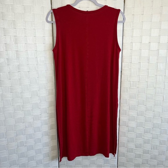 Lilla P Women’s High Neck Swing Dress Size Medium Side Slit Sleeveless Flowy - Picture 4 of 12